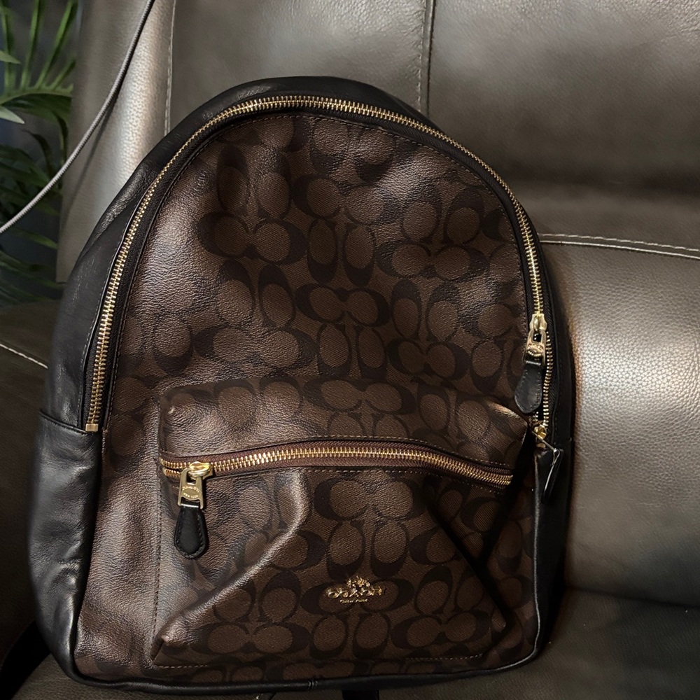Coach Signature Brown and Black Backpack